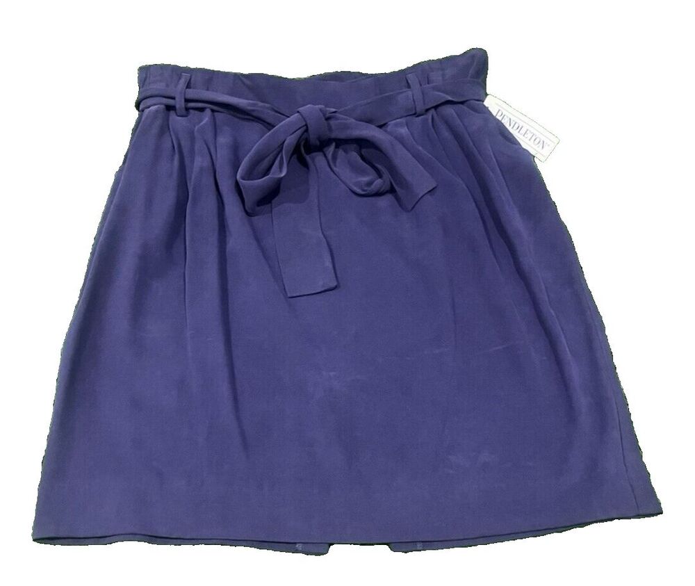 Pendleton Women's  100% Silk Purple Belted Skirt SZ 10 New W/Tag